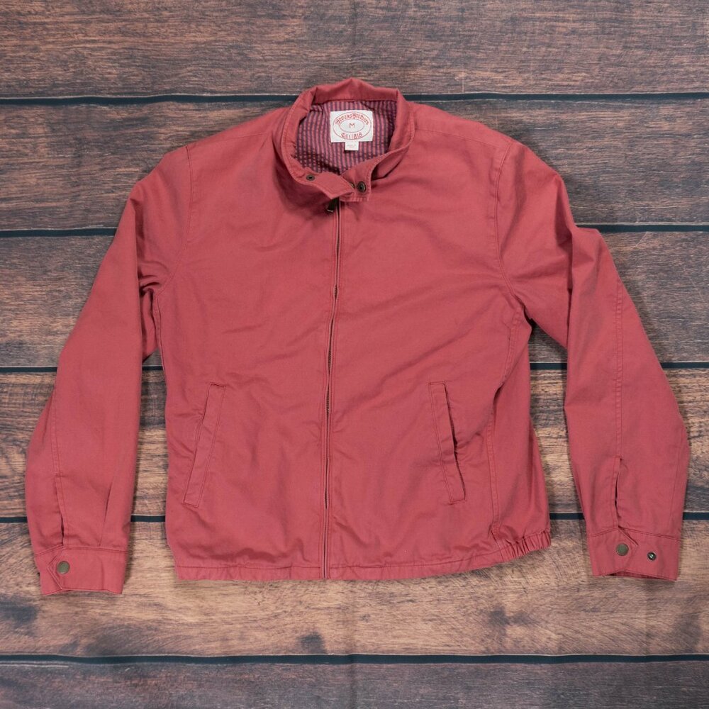 Brooks Brothers Harrington Bomber Jacket Muted Red Seersucker Lining Medium